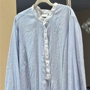 Blue and White J Jill Striped Long Sleeve Shirt